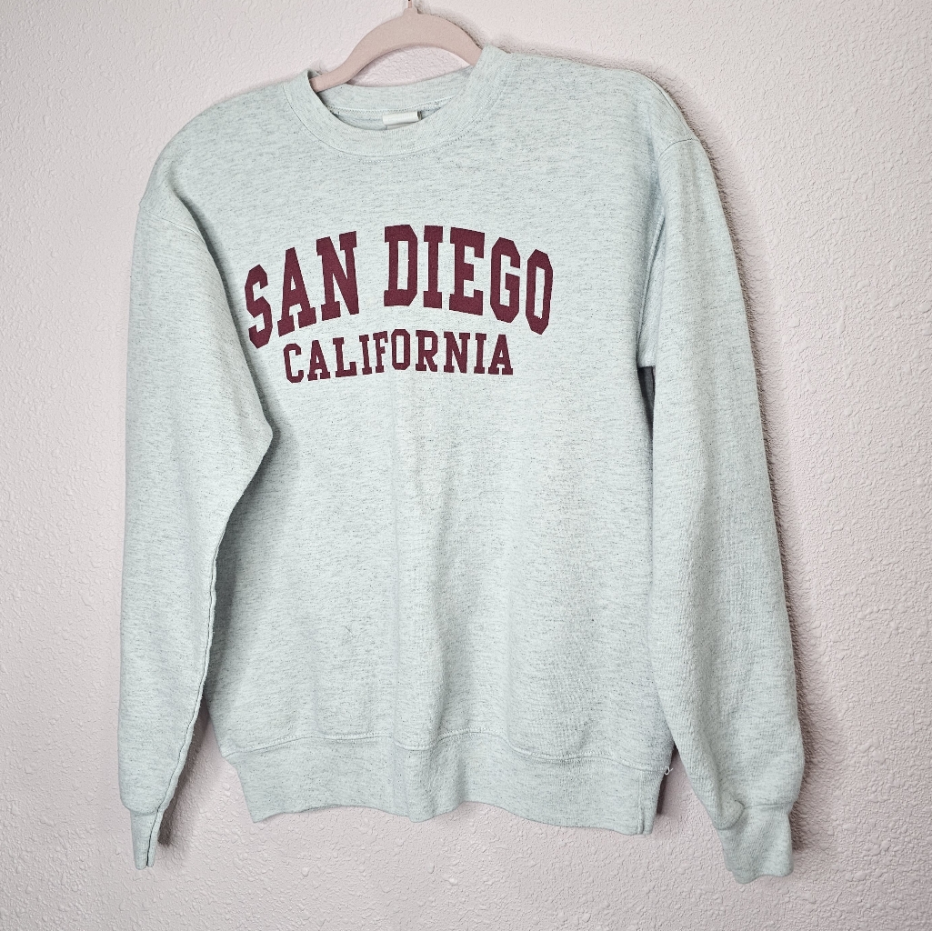 San Diego California Sweatshirt Mens Small Gray Hanes Ecosmart Pullover Crewneck